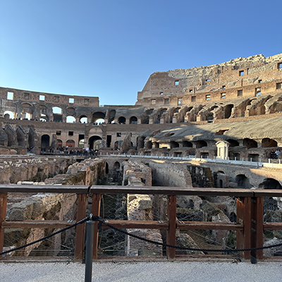 Interior view of the Colosseum in Rome, Italy